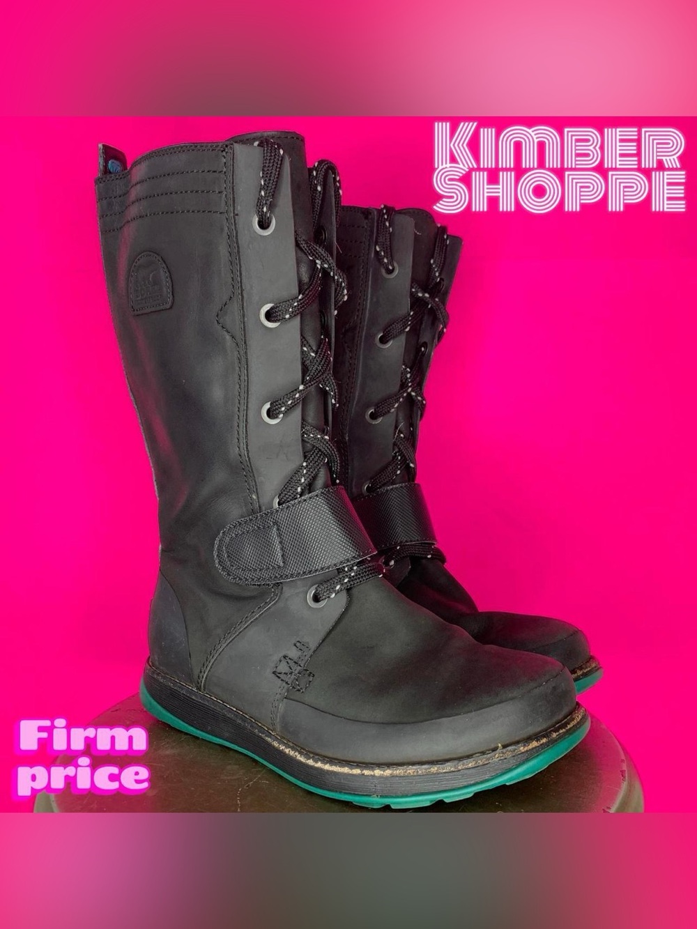 Sorel Liftline Black Leather Lace-Up Winter Boot US 7 UK 5.5 EU 38.5